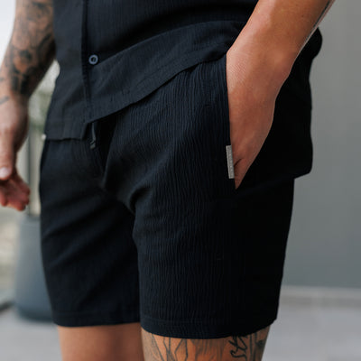 Gym King Signature Woven Texture Short - Black