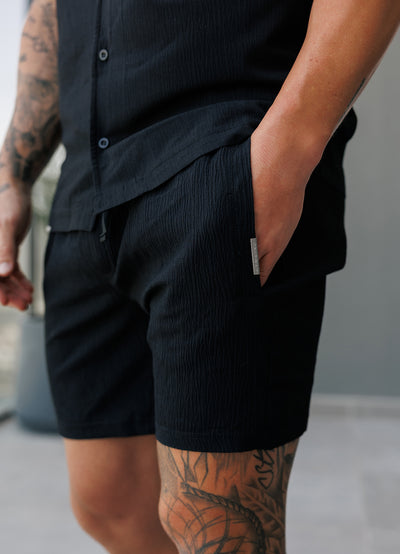 Gym King Signature Woven Texture Short - Black