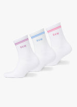 GKW Tipping Crew Sock (3PK) - Carnation Pink/Hyacinth/Blue Cotton thumbnail