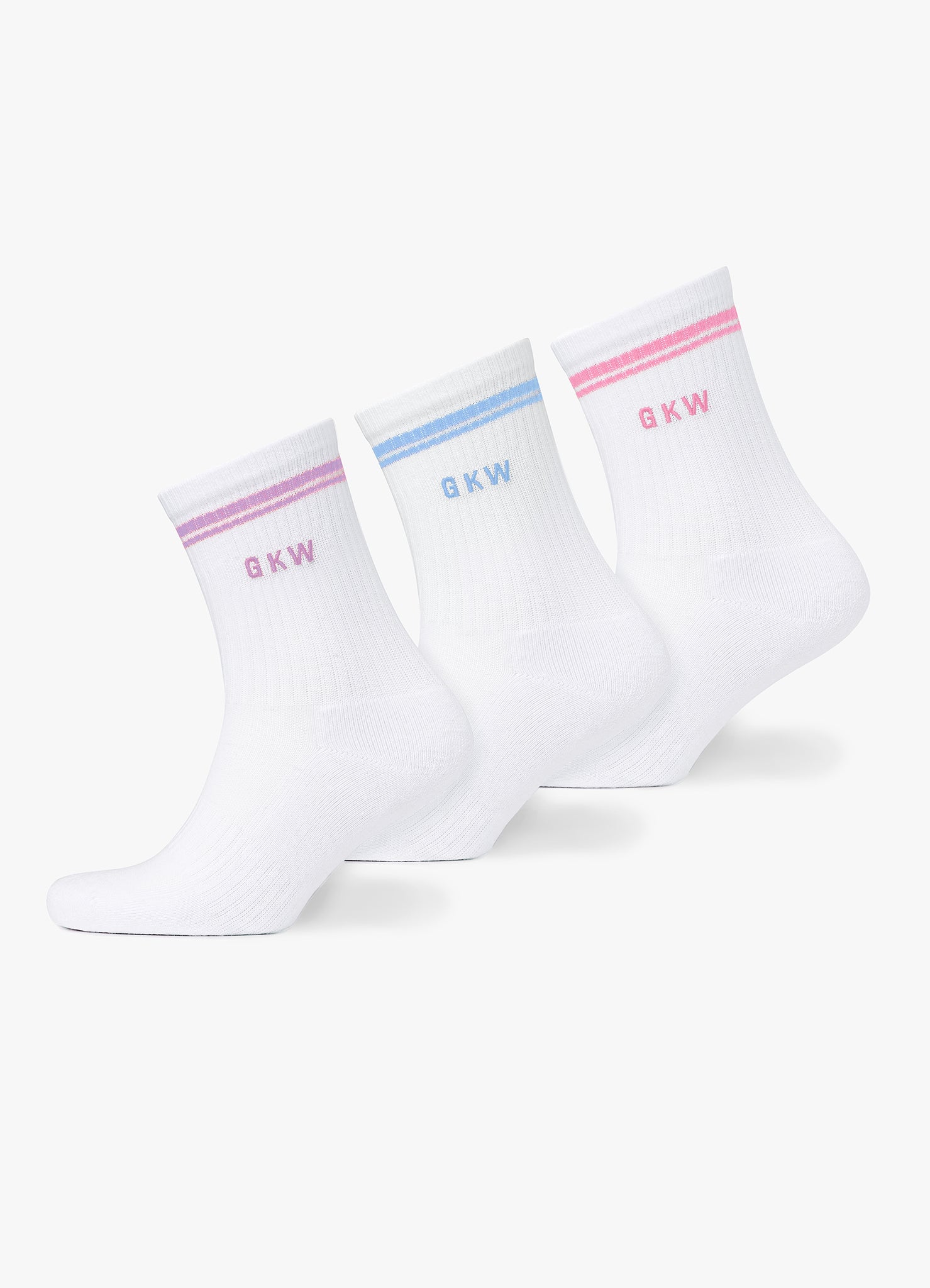 GKW Tipping Crew Sock (3PK) - Carnation Pink/Hyacinth/Blue Cotton