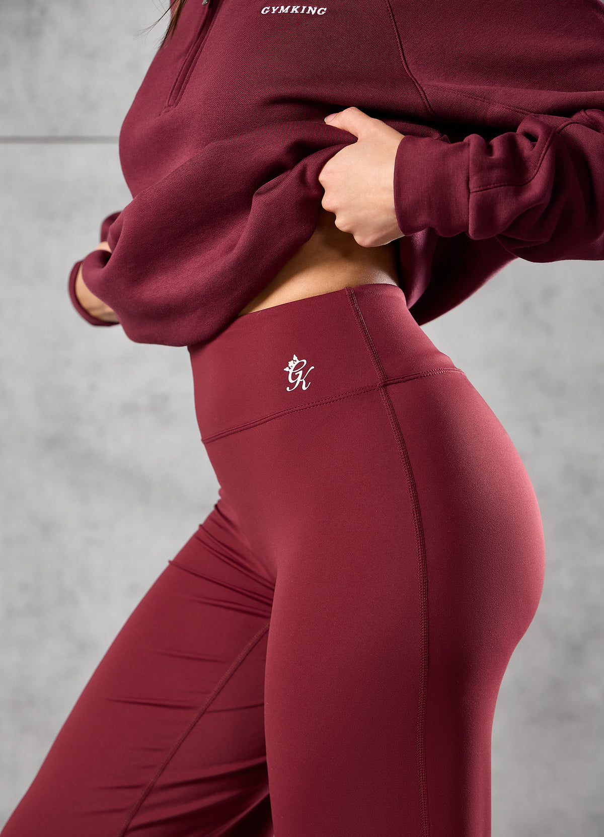 Gym King 365 High Waisted Straight Leg Yoga Pant Petite- Deep Cherry