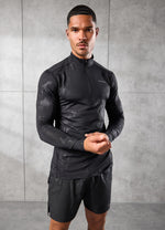 Gym King Debossed Camo 1/4 Zip Funnel - Black thumbnail