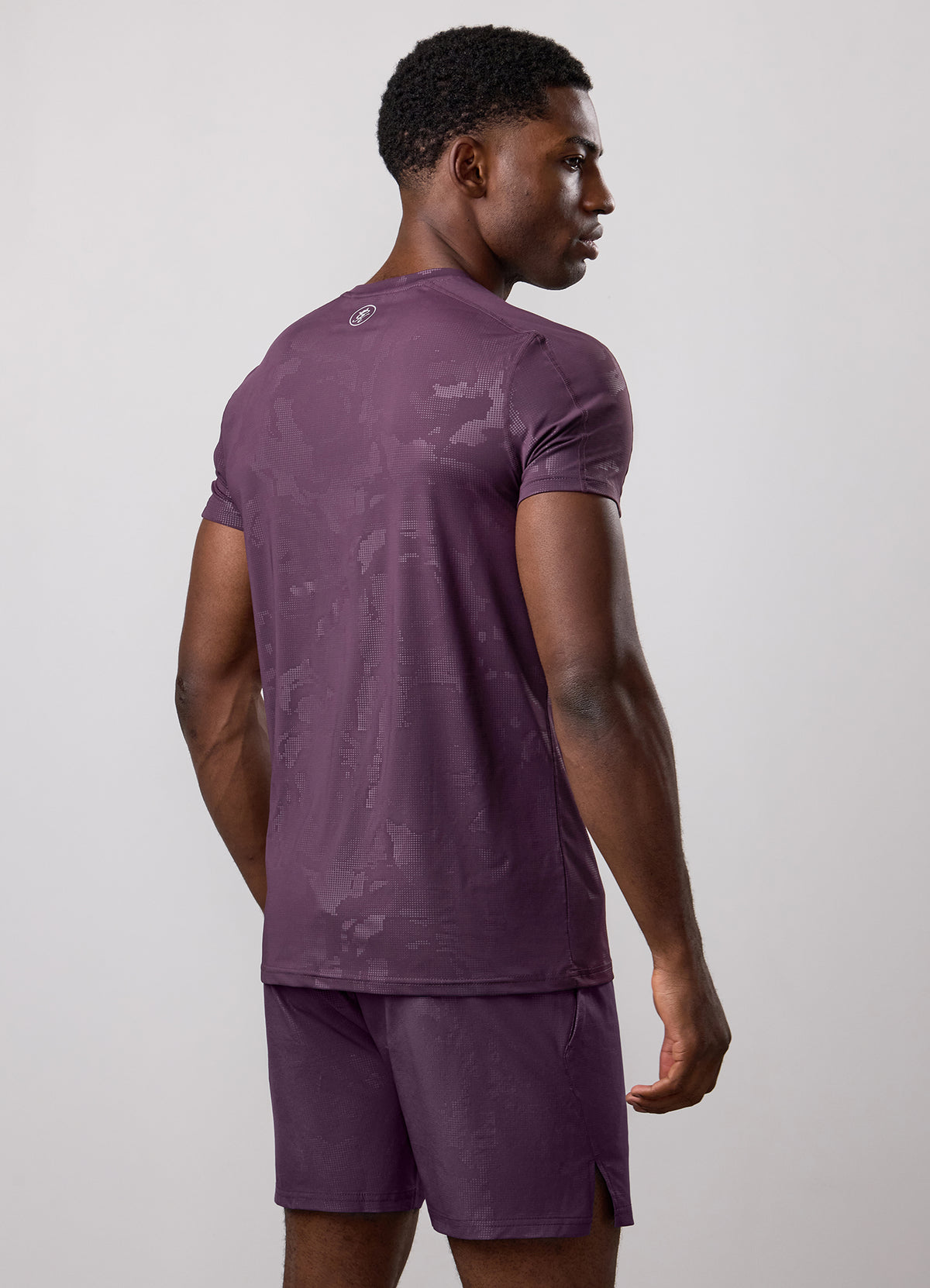 Gym King Debossed Camo T-Shirt - Dark Plum