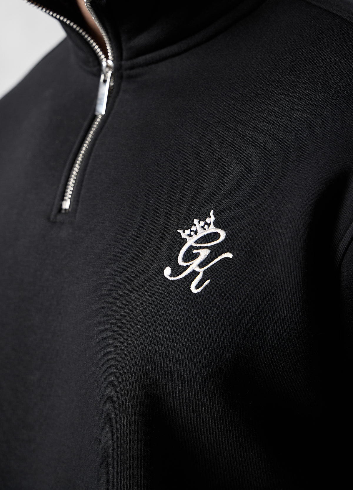 Gym King Men's Fundamental Fleece 1/4 Zip Funnel Tracksuit – Black