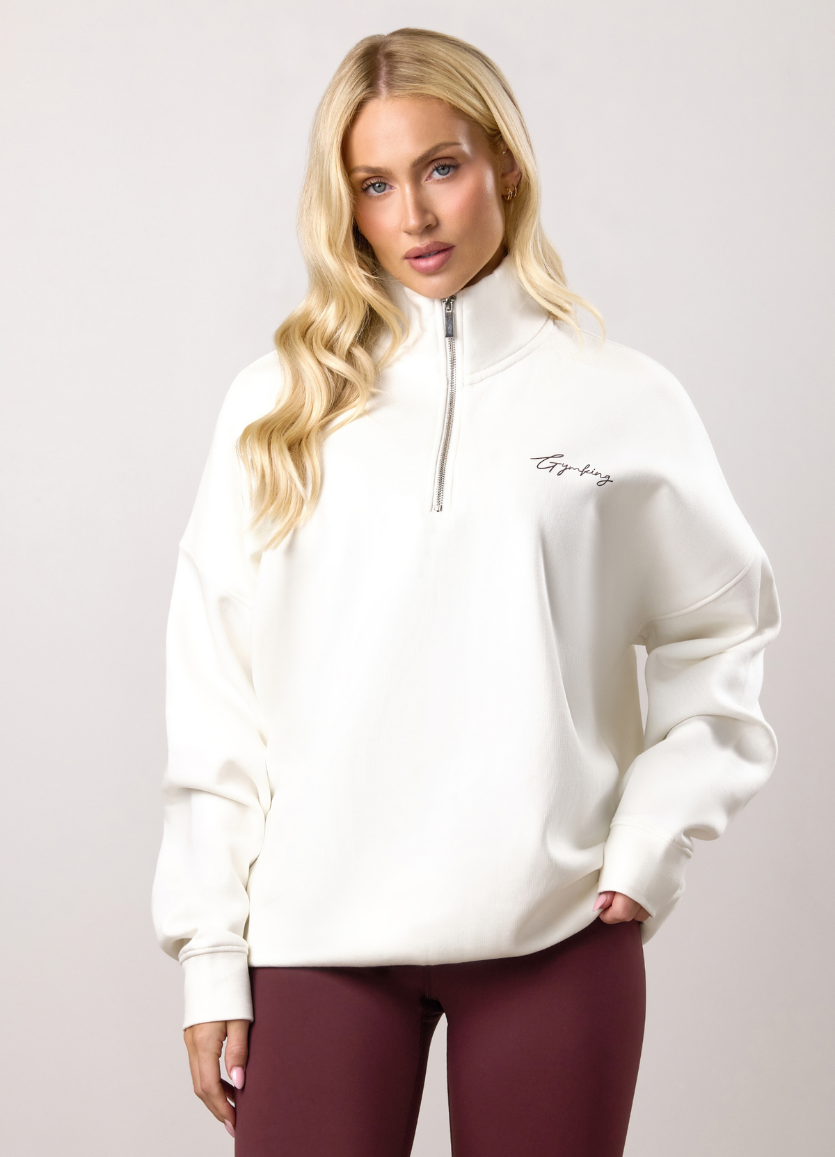 Gym King Reset 1/4 Zip Funnel - Cream