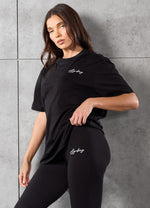 Gym King Script Jersey Boyfriend T-Shirt - Black/White thumbnail