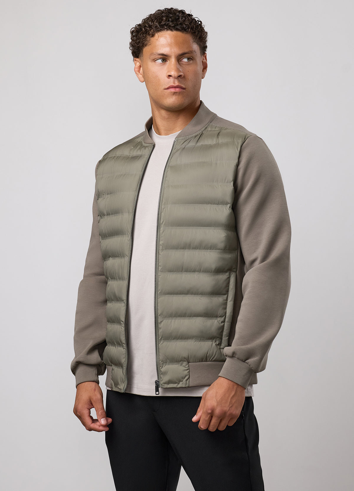Gym King Signature Hybrid Bomber - Olive