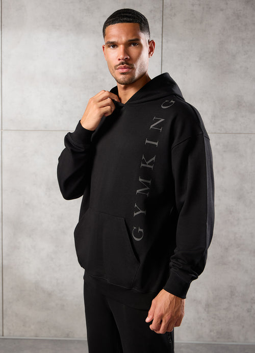 Gym King Text Logo Loopback Hoodie - Black