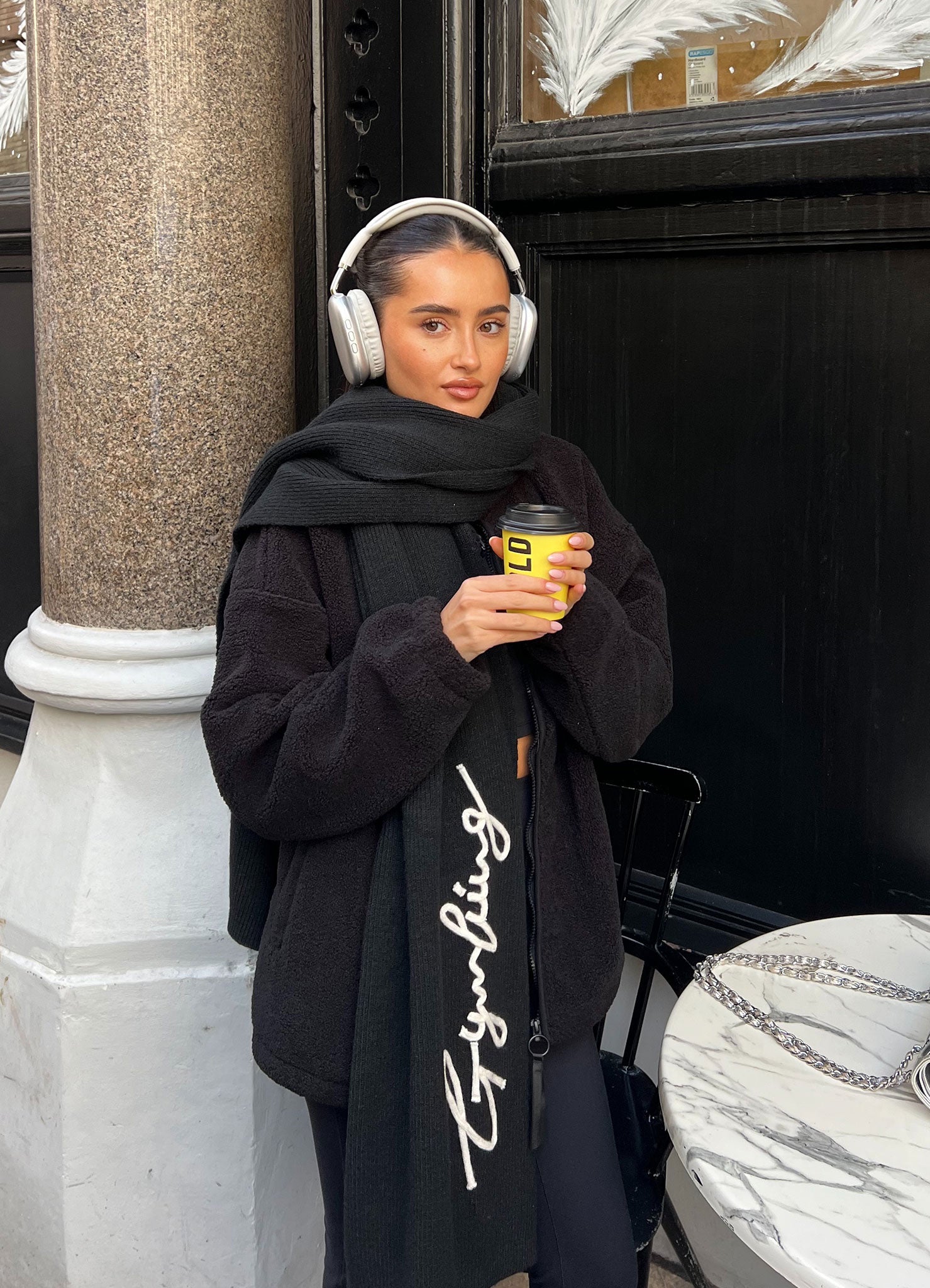 Gym King Script Rib Knit Scarf - Black