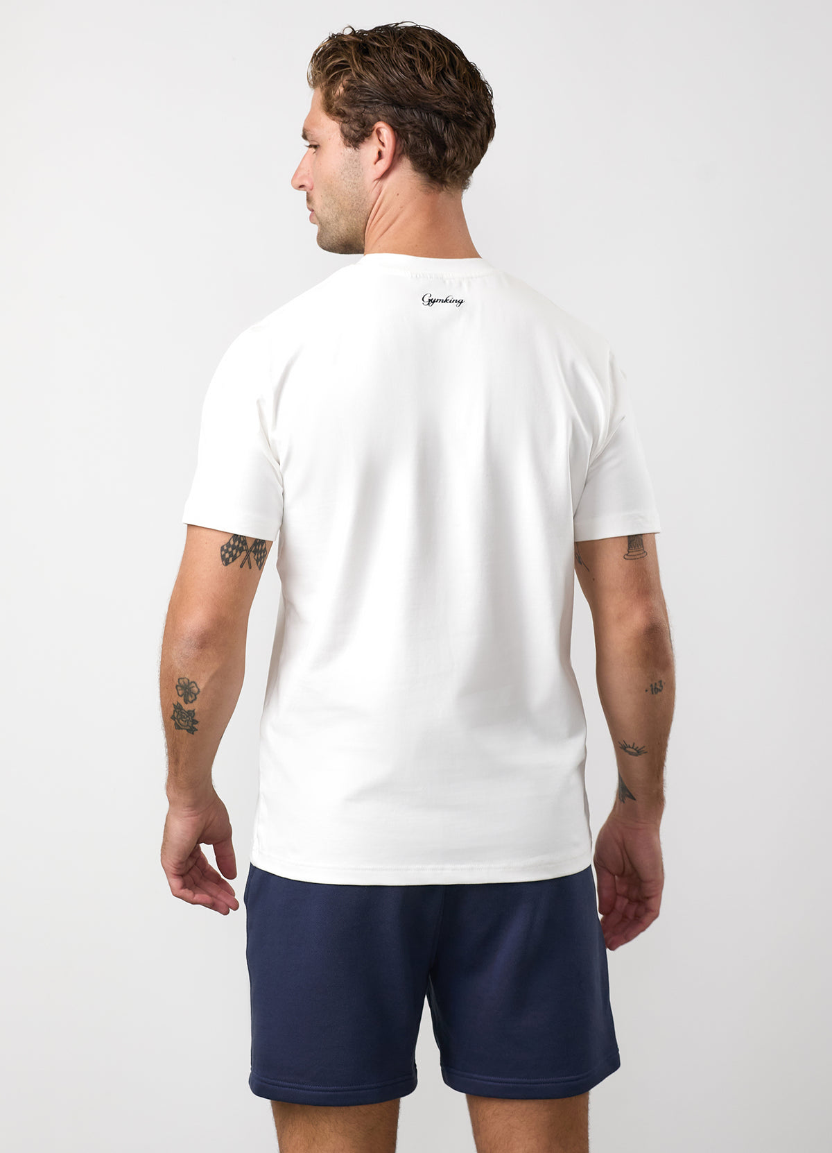 Gym King Heritage Crest Jersey T-Shirt - Cream/Indigo Blue