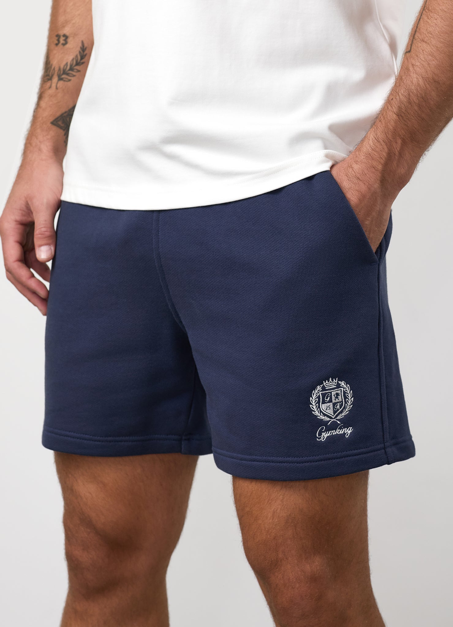 Gym King Heritage Crest Loopback Short - Indigo Blue