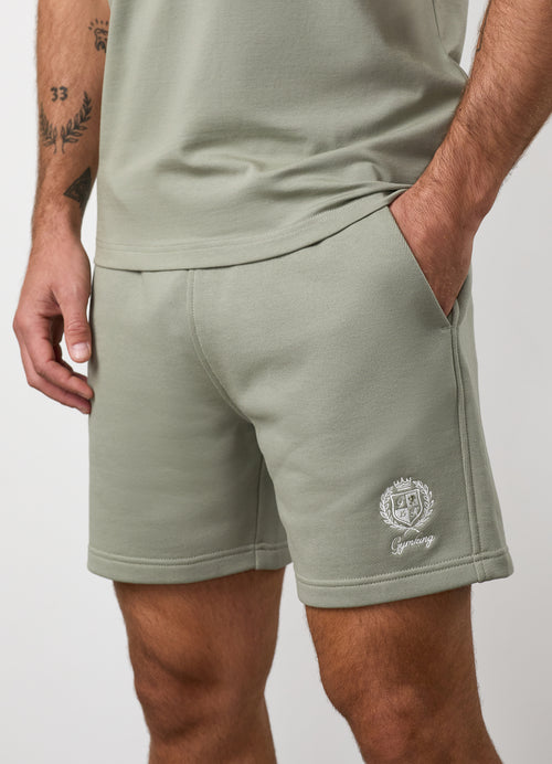 Gym King Heritage Crest Loopback Short - Soft Khaki