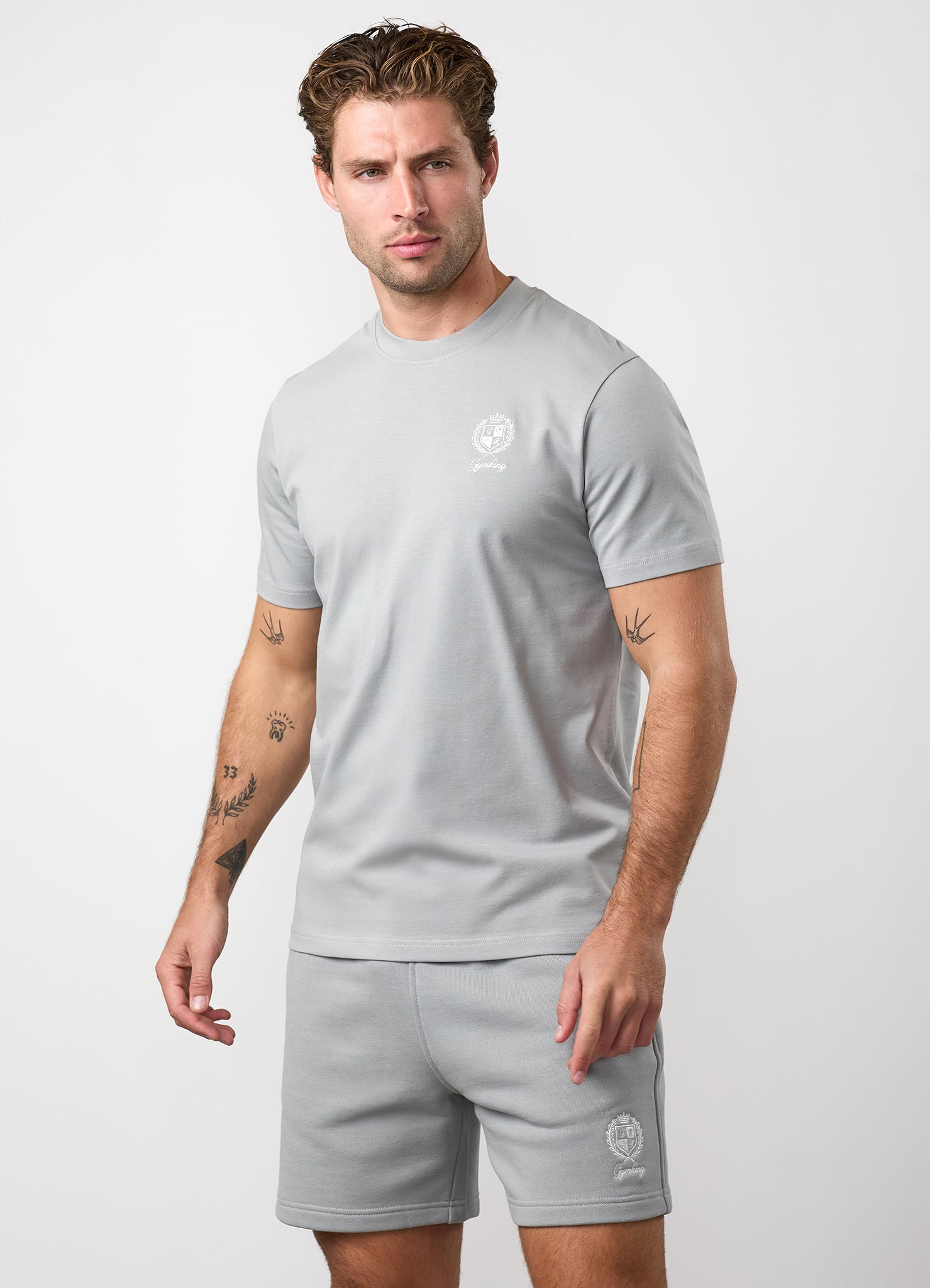 Gym King Heritage Crest Jersey Tee - Urban Grey