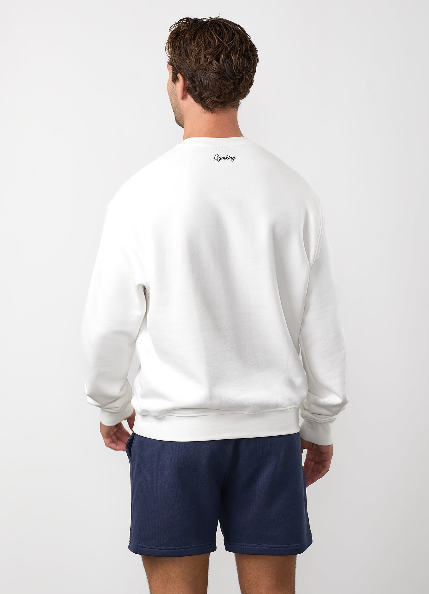 Gym King Heritage Crest Loopback Sweatshirt - Cream/Indigo Blue