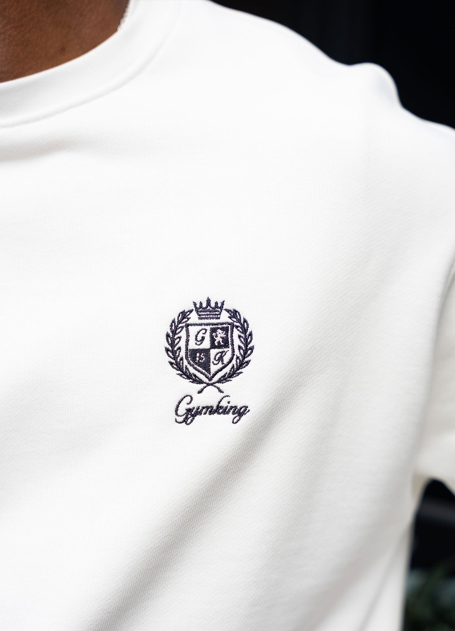 Gym King Heritage Crest Loopback Sweatshirt - Cream/Indigo Blue
