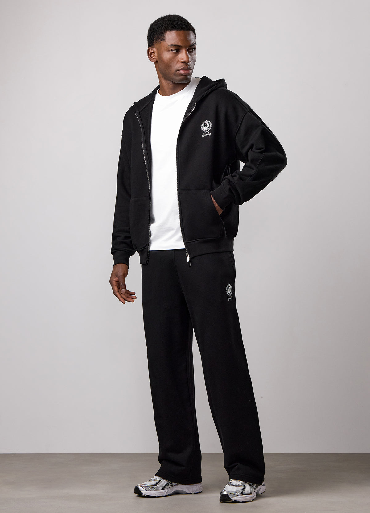 Gym King Heritage Full Zip Hood Tracksuit - Black