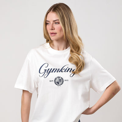 Gym King Heritage Jersey Boyfriend Tee - Cream
