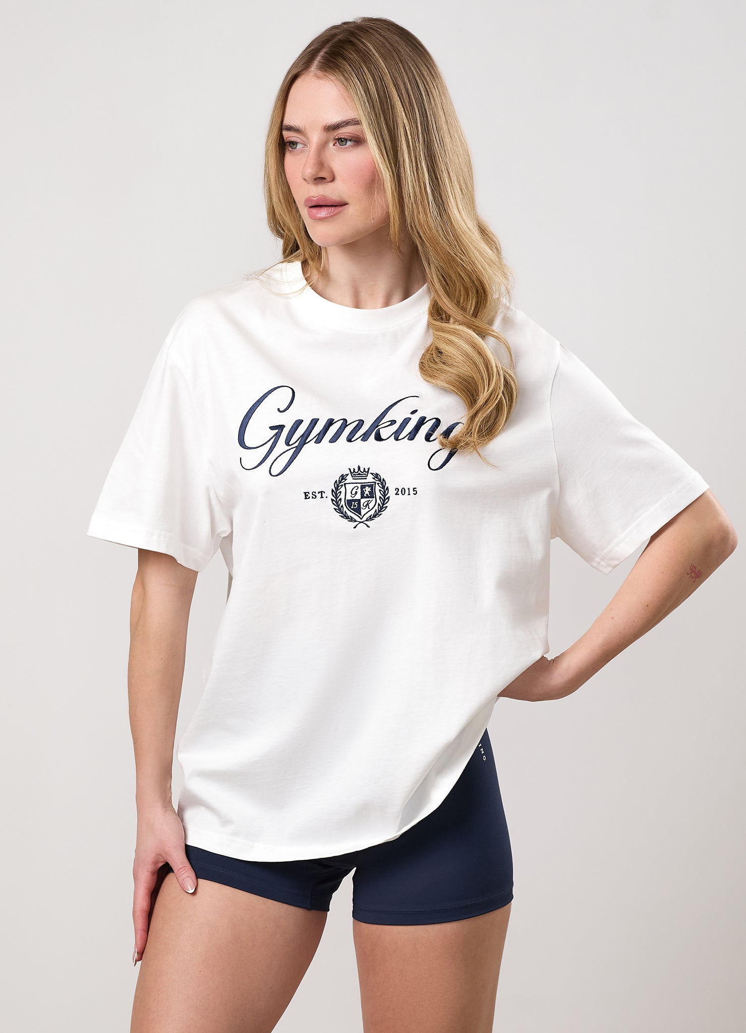 Gym King Heritage Jersey Boyfriend Tee - Cream