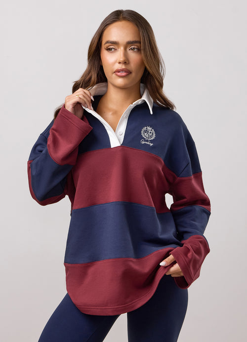 Gym King Heritage Rugby-sweatshirt - Claret/indigoblauw