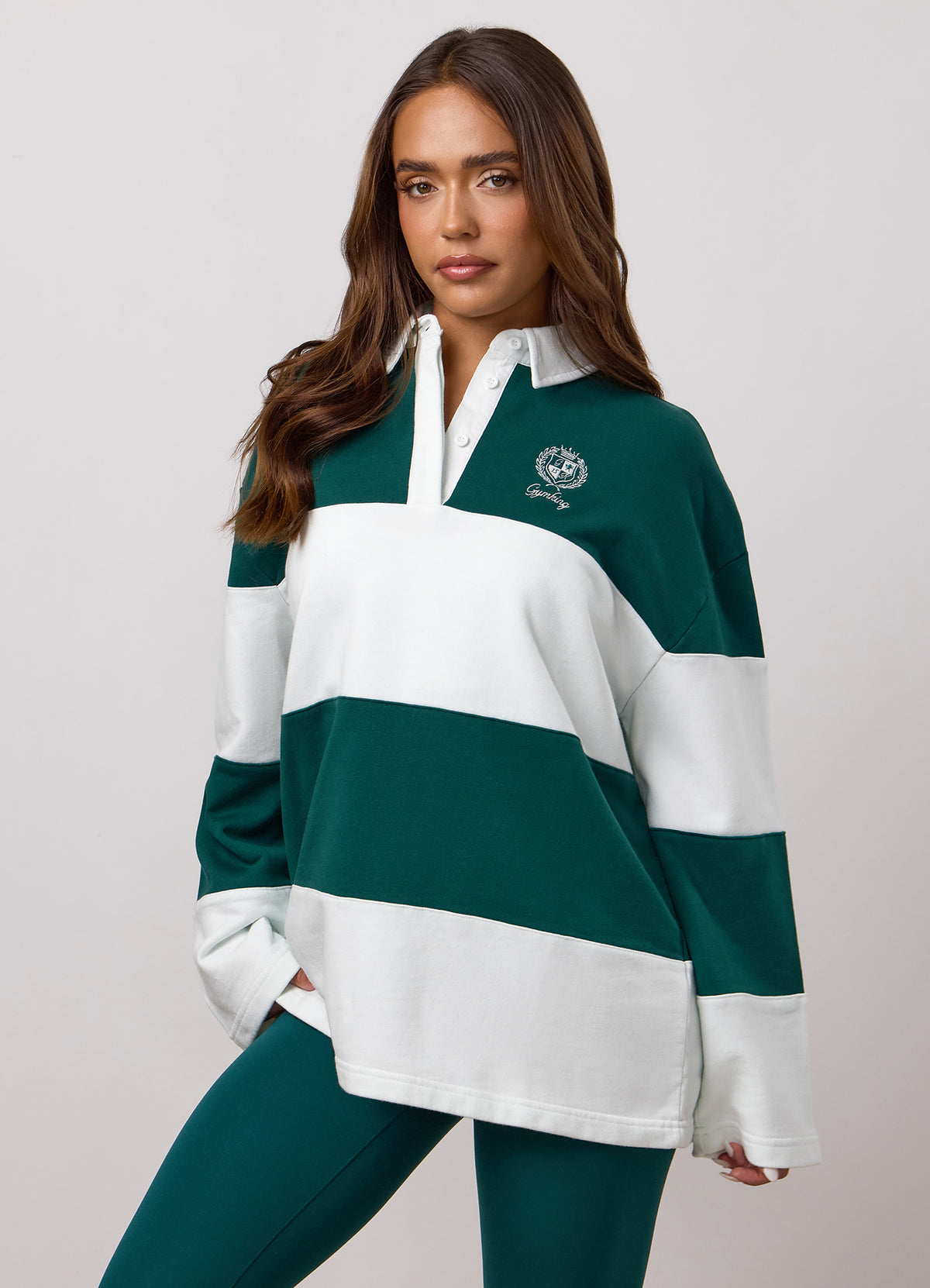 Gym King Heritage Rugby-sweatshirt - smaragdgroen/crème