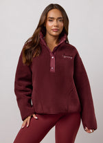 Gym King Heritage Geweven borgfleece met knoopsluiting - Claret (miniatuurafbeelding)