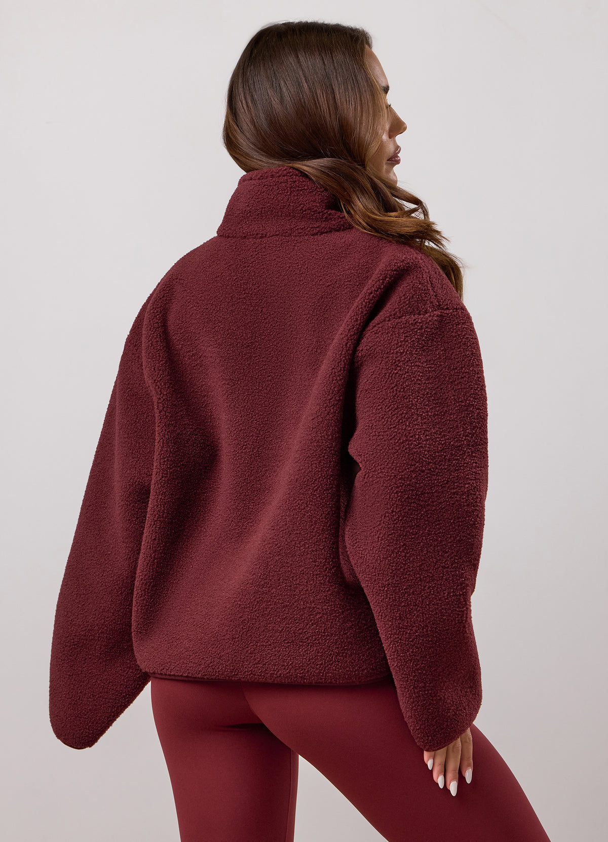 Gym King Heritage Geweven borgfleece met knoopsluiting - Claret