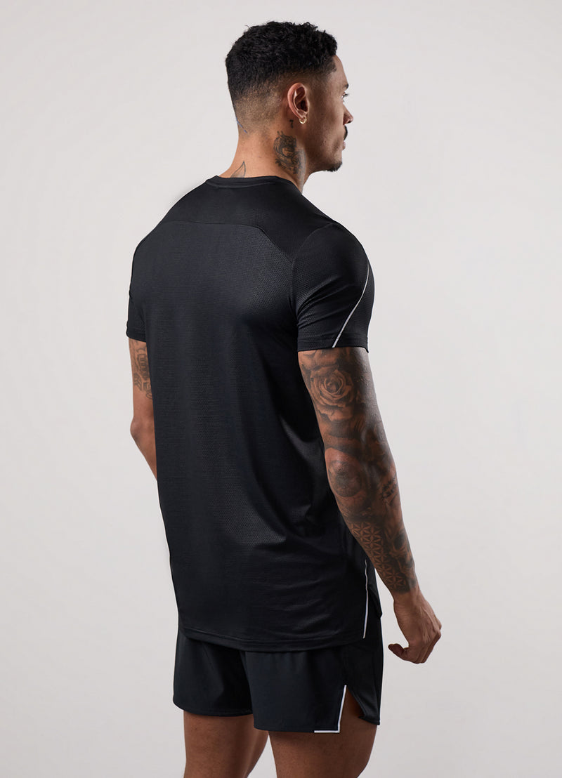 Gym King Hex All Over Print Tee - Black/Fossil Grey