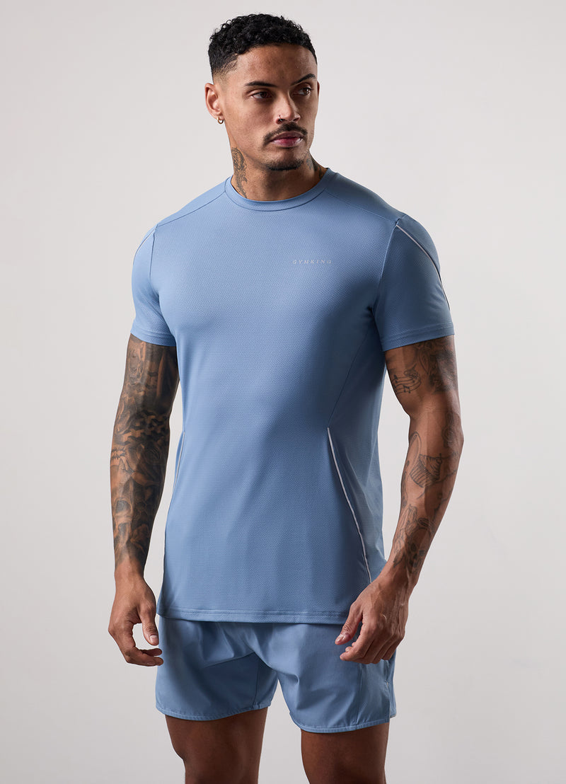 Gym King Hex All Over Print Tee - Blue Shadow