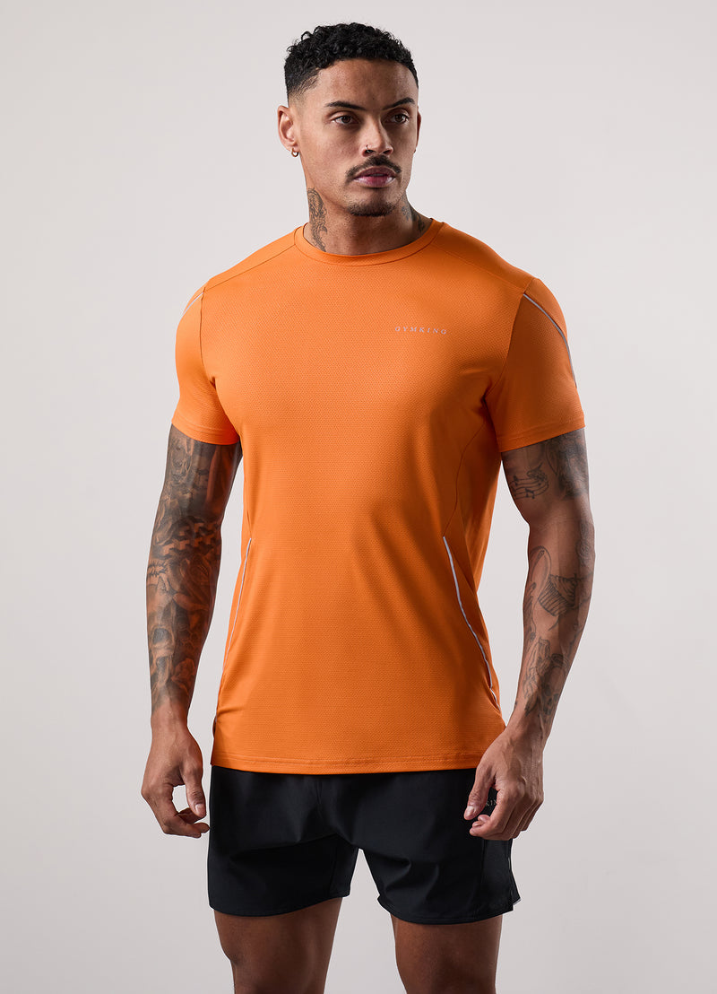 Gym King Hex All Over Print Tee - Burnt Orange