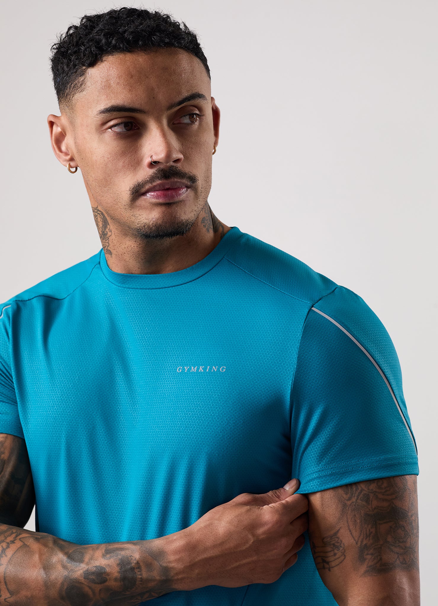 Gym King Hex All Over Print Tee - Exotic Teal