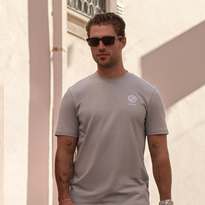 Gym King Heritage Crest Jersey Tee - Urban Grey