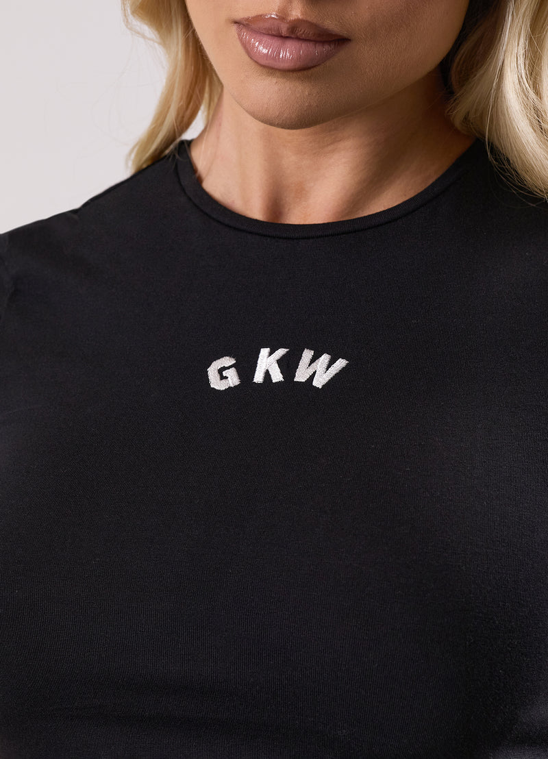 Gym King Inspire Cap Sleeve Curved Hem Tee - Black