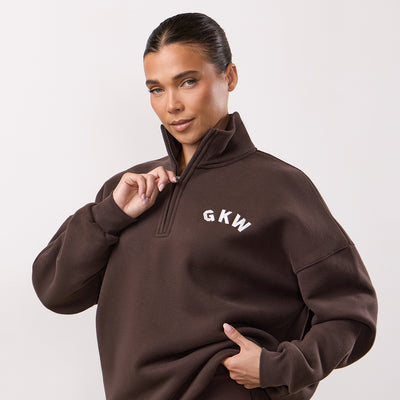 Gym King Inspire 1/4 Zip Funnel - Dark Chocolate