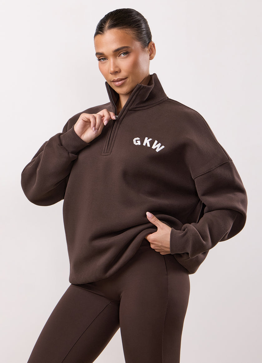 Gym King Inspire 1/4 Zip Funnel - Dark Chocolate