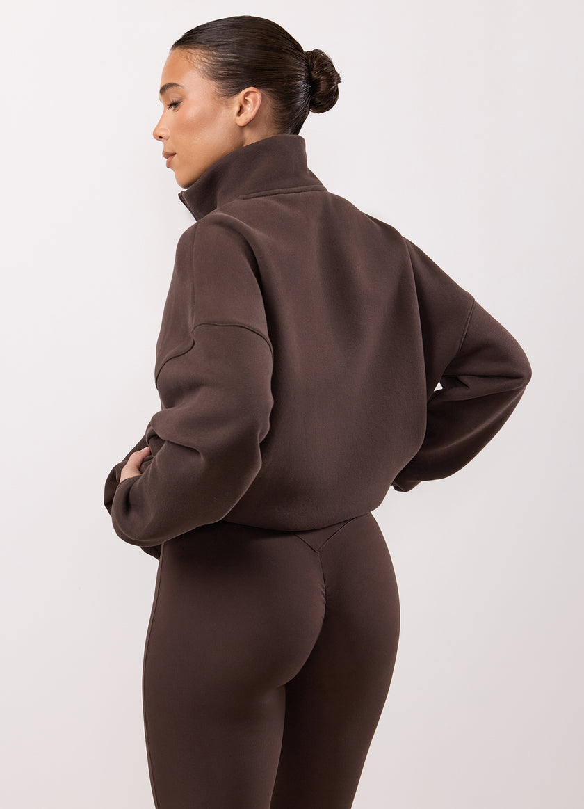 Gym King Inspire 1/4 Zip Funnel - Dark Chocolate