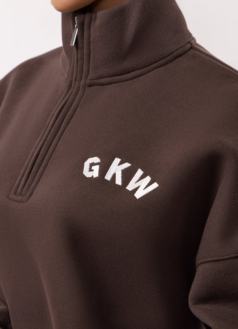 Gym King Inspire 1/4 Zip Funnel - Dark Chocolate