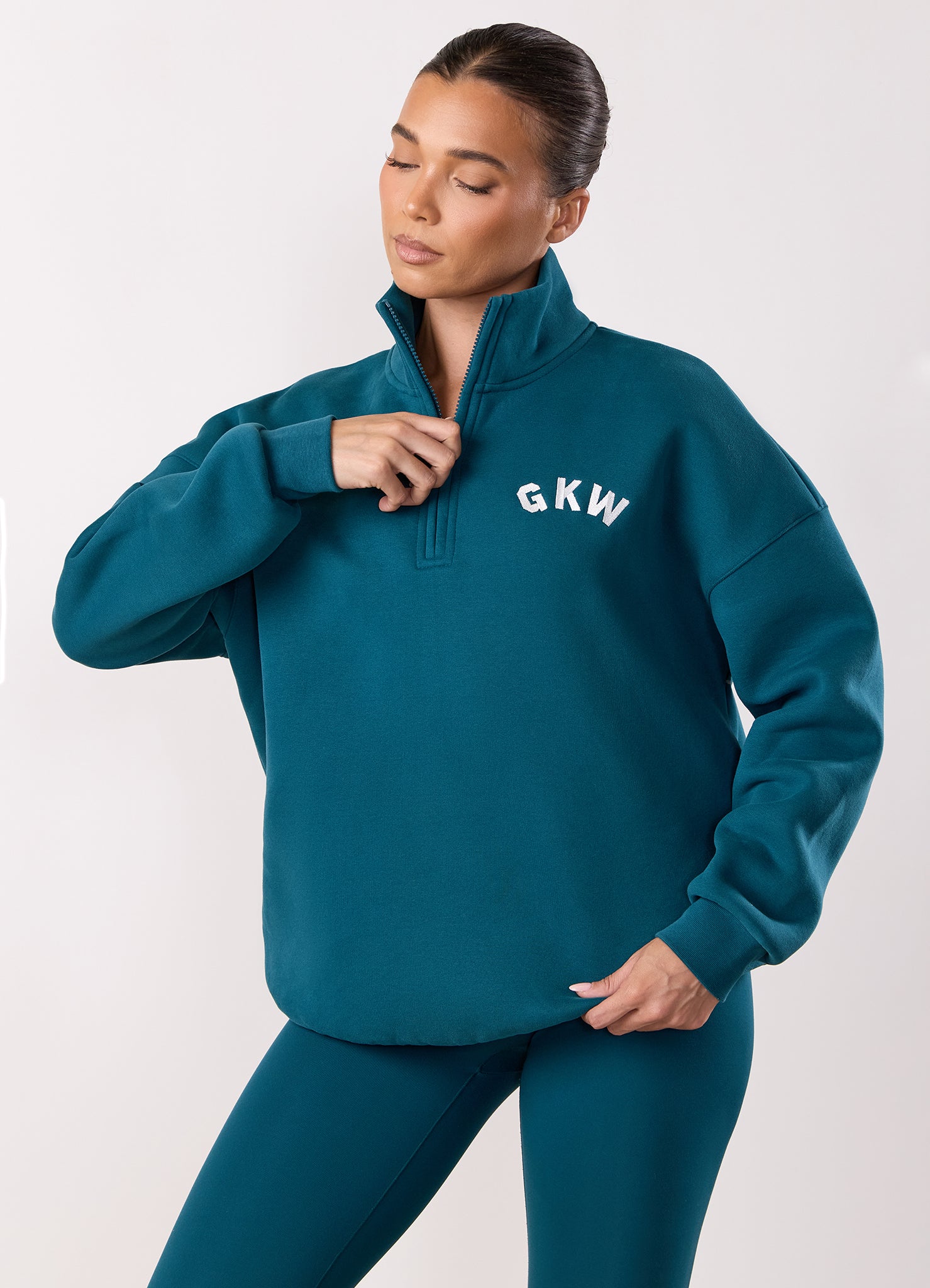 Gym King Inspire 1/4 Zip Funnel - Emerald Teal