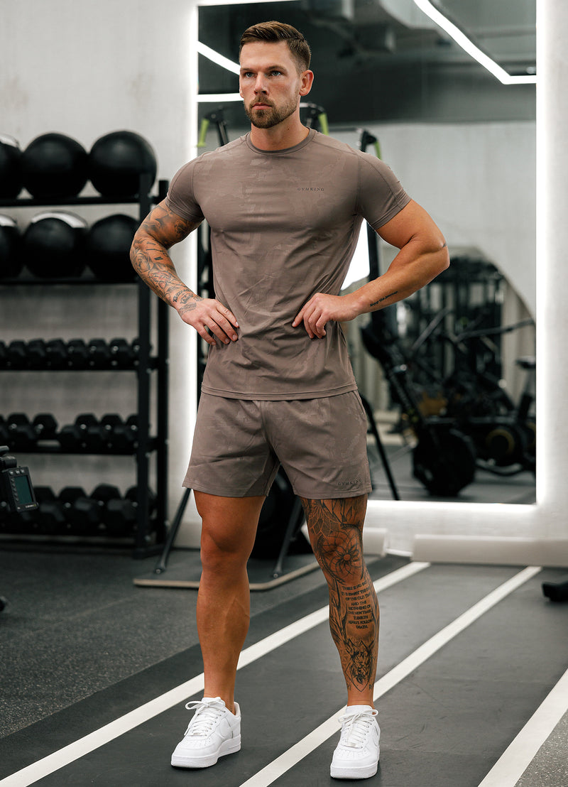 Gym King Debossed Camo Short - Iron