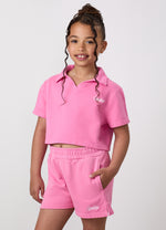 Gym King Older Kids Haze Loopback Collar Top - Washed Pink thumbnail