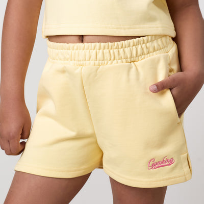 Gym King Younger Kids Haze Loopback Short - Butter Yellow