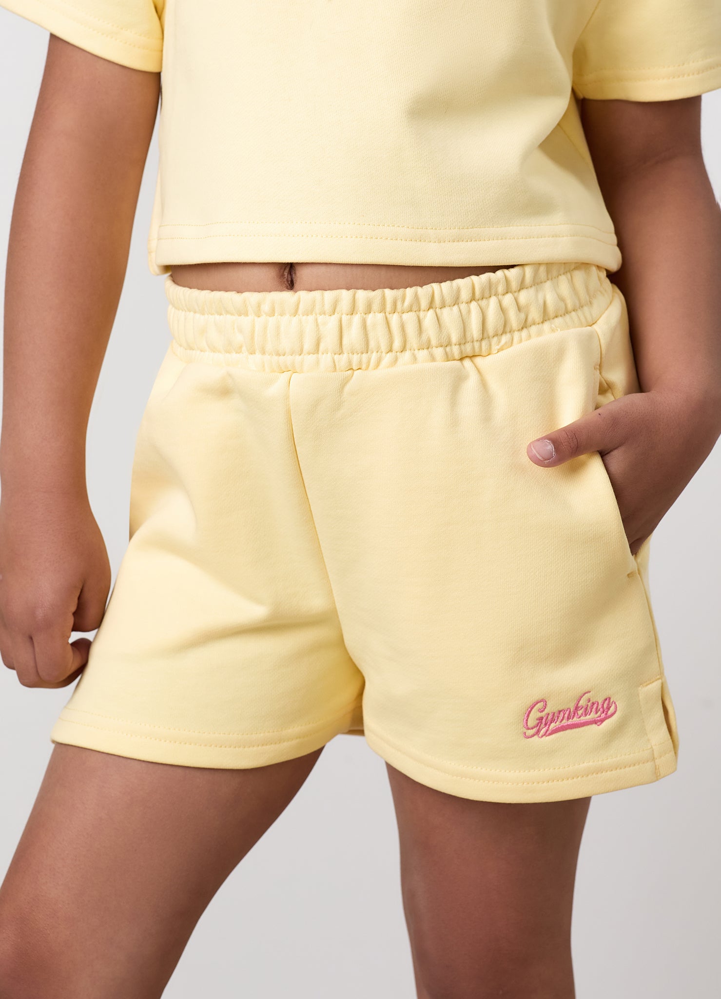 Gym King Younger Kids Haze Loopback Short - Butter Yellow