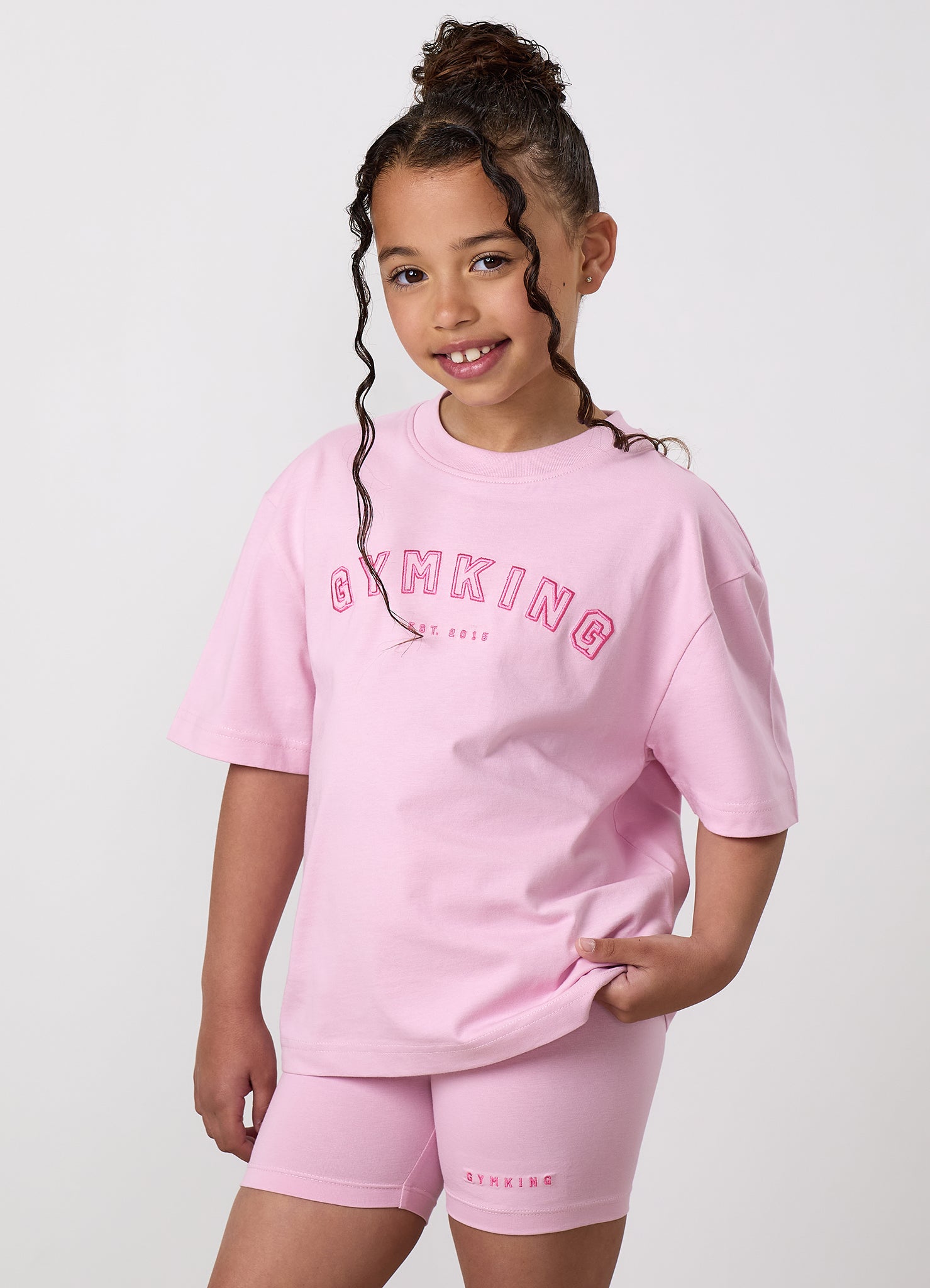 Gym King Younger Kids Shadow Boyfriend Tee - Soft Pink/Carnation Pink