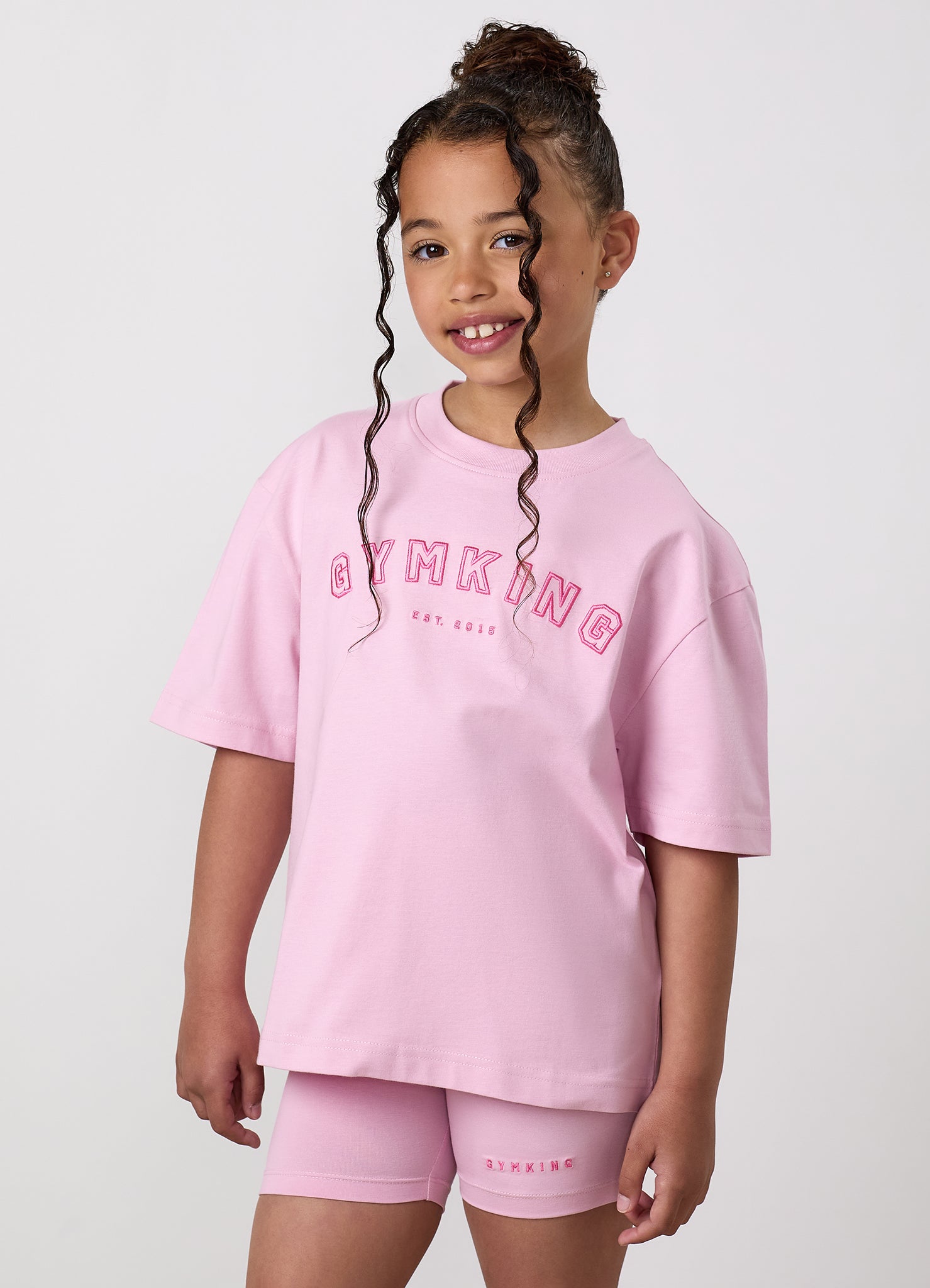 Gym King Older Kids Shadow Boyfriend Tee - Soft Pink/Carnation Pink