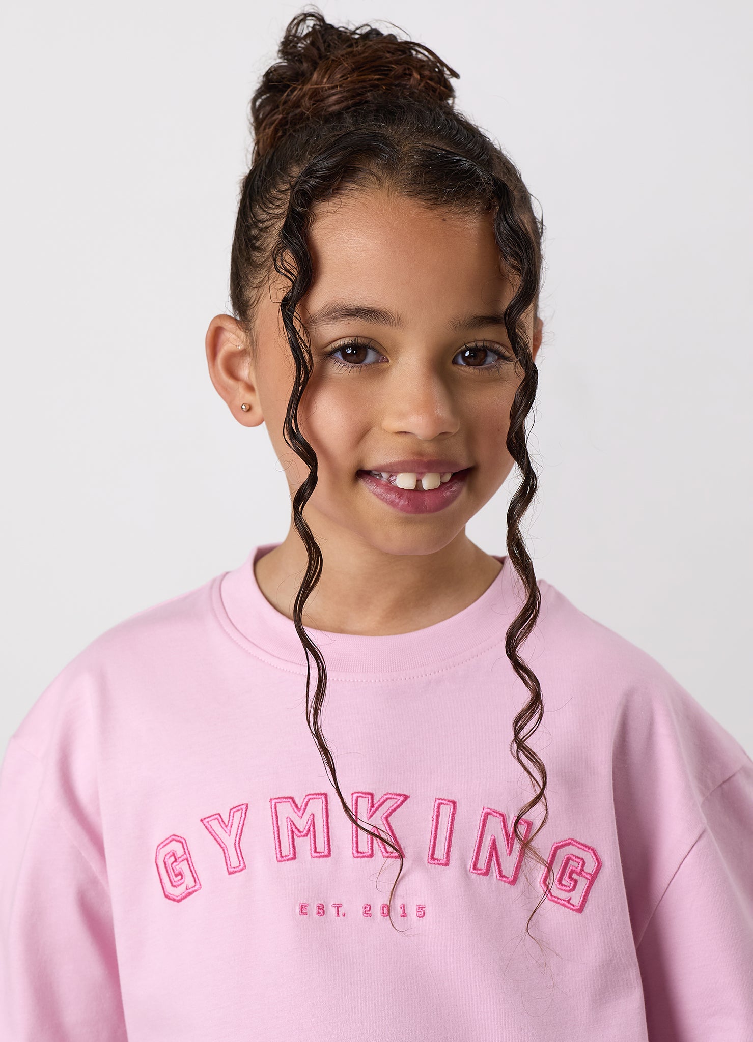 Gym King Younger Kids Shadow Boyfriend Tee - Soft Pink/Carnation Pink