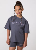 Gym King Younger Kids Shadow Boyfriend Tee - Gunmetal Grey/Hyacinth thumbnail