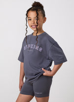 Gym King Older Kids Shadow Boyfriend Tee - Gunmetal Grey/Hyacinth thumbnail