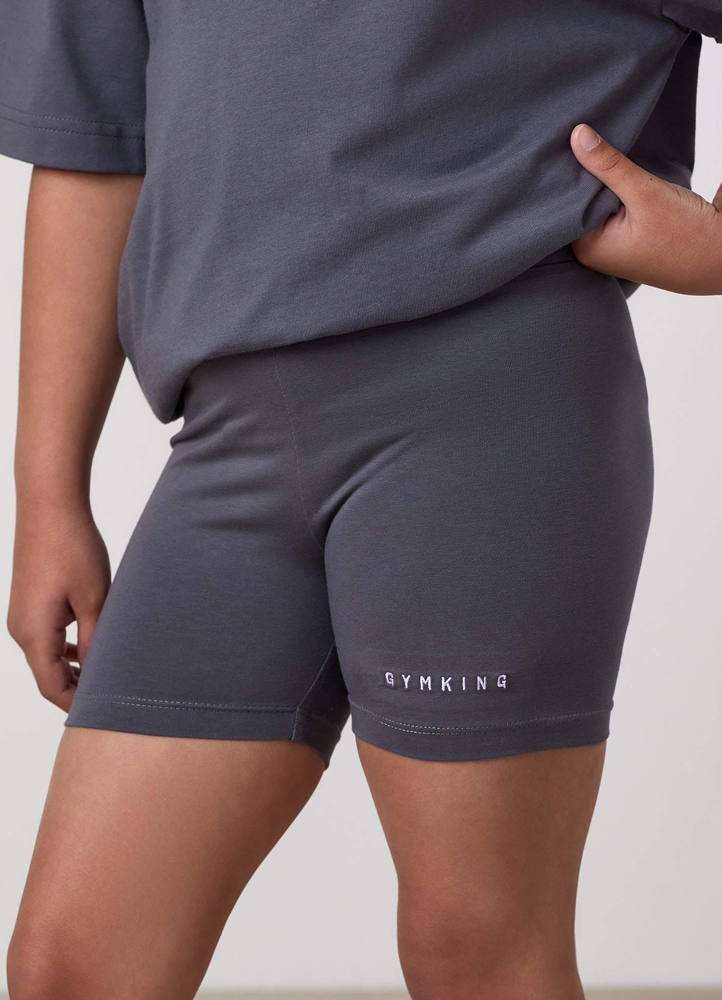 Gym King Older Kids Shadow 3" Jersey Short - Gunmetal Grey