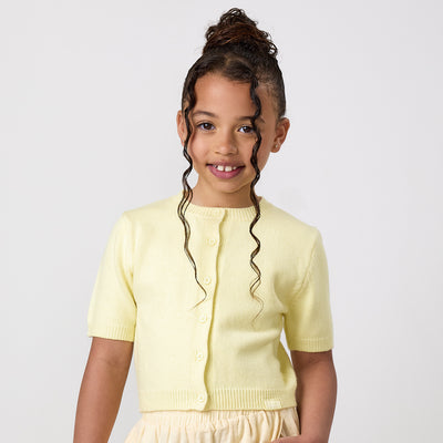 Gym King Younger Kids Short Sleeve Knit Cardigan - Butter Yellow
