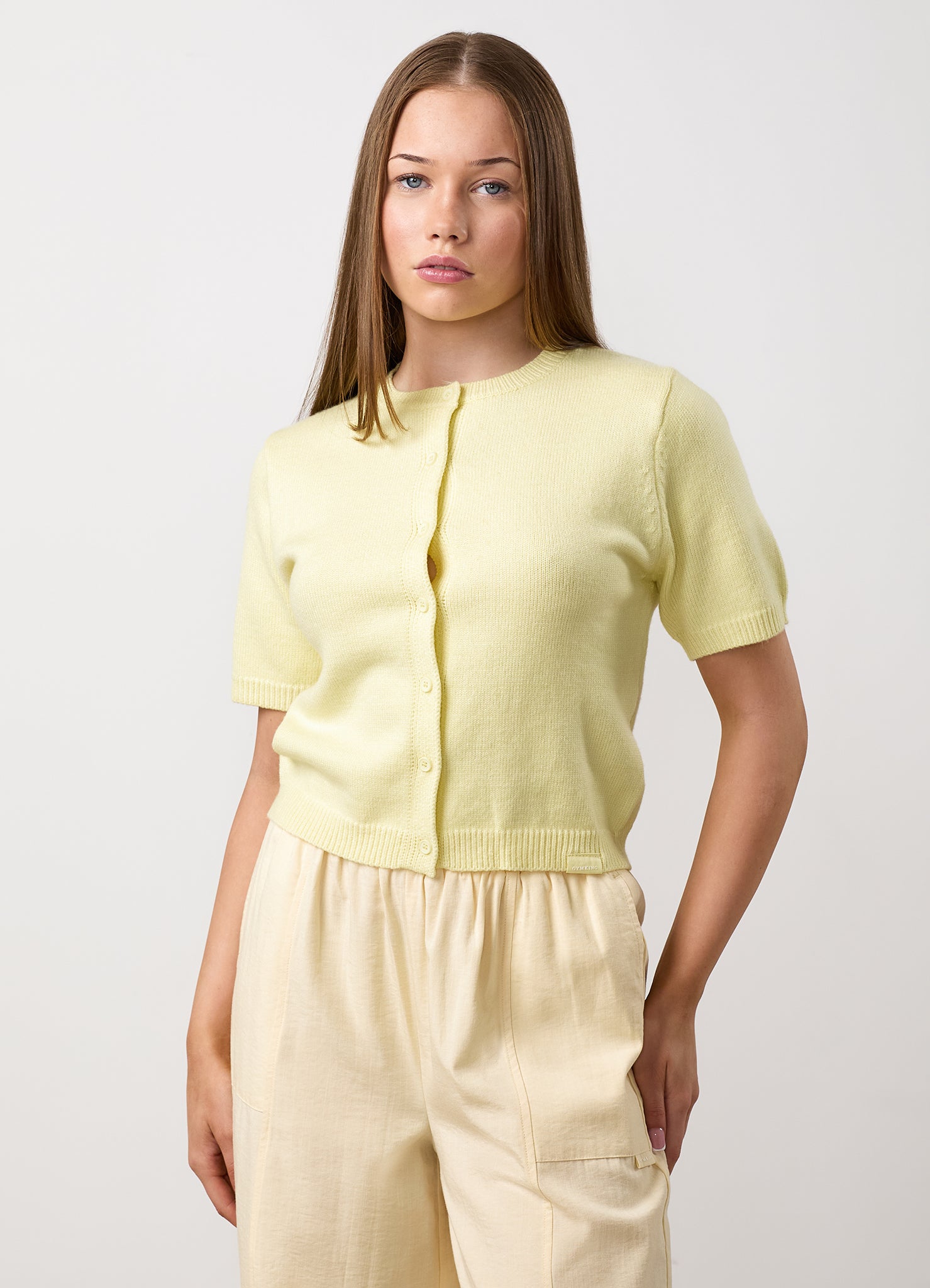 Gym King Younger Kids Short Sleeve Knit Cardigan - Butter Yellow