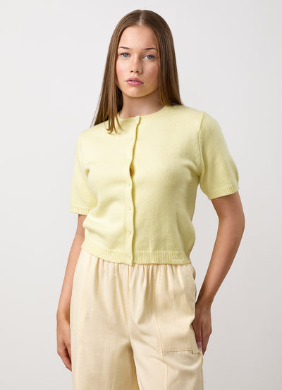 Gym King Older Kids Short Sleeve Knit Cardigan - Butter Yellow